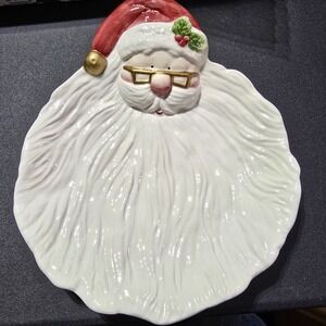 Vintage 1995 Omnibus by Fitz And Floyd Santa Christmas Cookie/Appetizer Plate